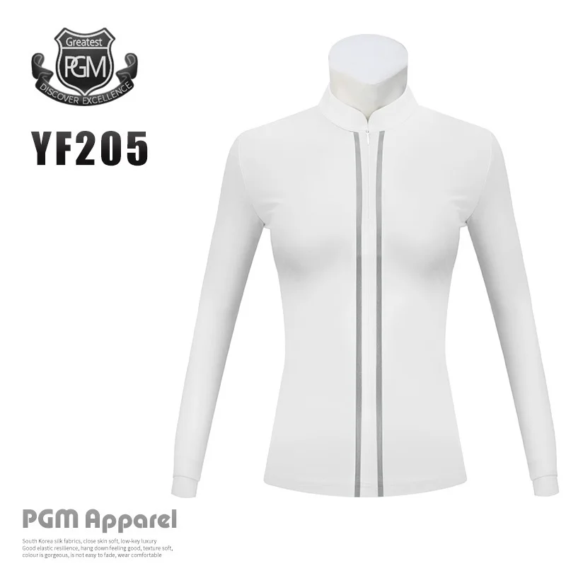 PGM Women Golf Jacket Long Sleeve Keep Warm Windbreaker Ladies Stand Collar Casual Shirt Golf Training Clothing D0800 - Цвет: Белый