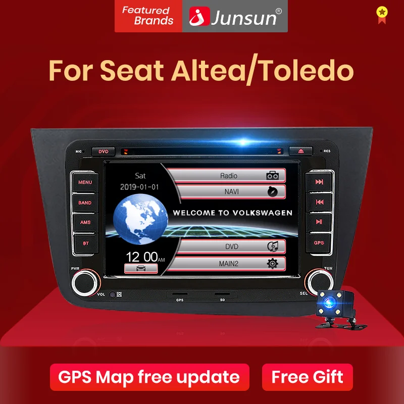 Автомагнитола Junsun 2 din 7 дюймов DVD радио мультимедийный плеер для Seat Altea 2004 2015 Toledo 2009