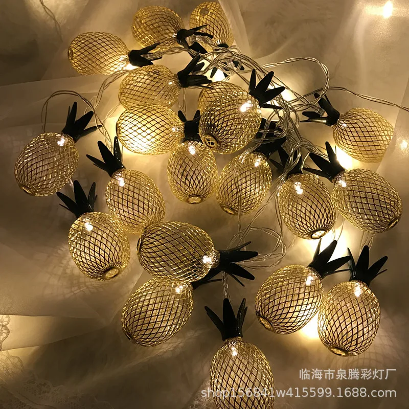 

Northern European-Style Iron Art Lighting Chain Iron Wire Pineapple Fruit Lighting Chain INS over the Fire Room Bedroom Decorati