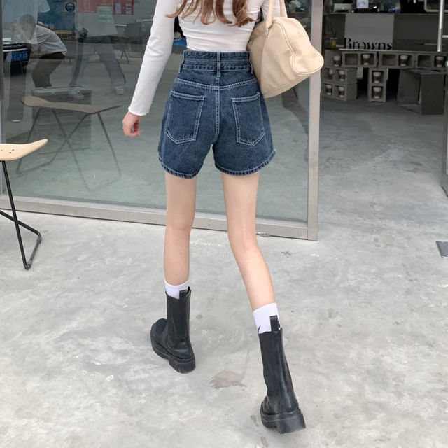 Women Shorts Side-slit Empire Retro Design Straight Denim Trousers Button Summer High Quality All-match Ulzzang Fashion Students 4