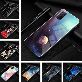 

For OPPO A52 Case 6.5'' Tempered Glass Fashion Hard Back Cover For OPPO A52 A 52 2020 Phone Cases silicone Bumper For OPPO A72