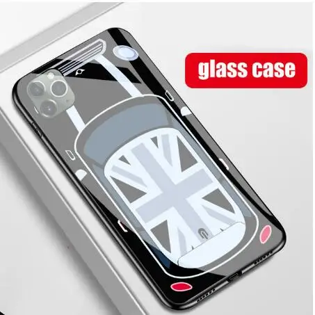 Черный ТПУ стекло спортивный мини купер чехол для телефона для Apple iphone 11 pro max X XR XS MAX 7 6 6S 8 plus samsung s8 s9 s10 plus note 8 9 - Цвет: Черный