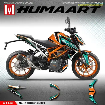 

HUMAART Custom Stickers Vinyl Decals Bike Graphics Kit for KTM DUKE 125 390 DUKE125 DUKE390 2017 2018 2019, Orange Green