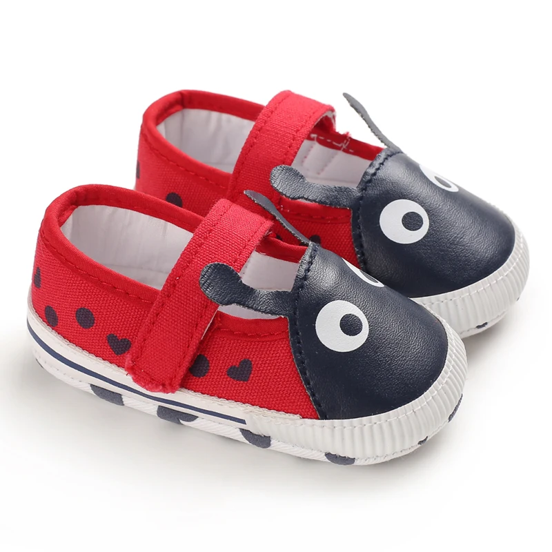 

Cute Newborn Infant Baby Boy Girl Crib Shoes Canvas Ladybug Wove Point Soft Sole Pram Anti-slip Sneaker First Walker 0-18M
