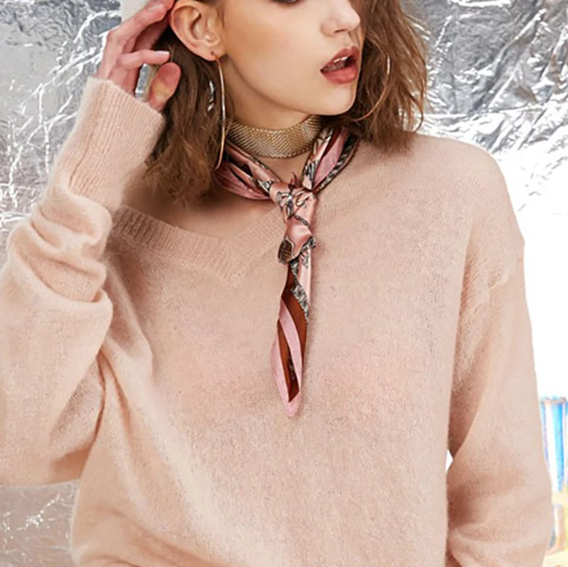 

Female 50x50cm scarves small Kerchief Fashion Handle Bag Ribbon all-match Airline stewardess decoration scarf Party Gift