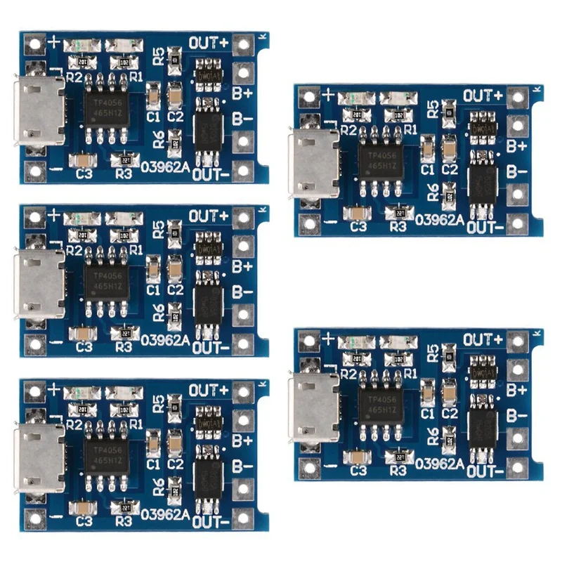 5 шт. 1A 5 в Micro-USB TP4056 литиевая батарея зарядное устройство плата модуль TE420 с 1 шт. 20A литий-ионный аккумулятор 18650 заряда