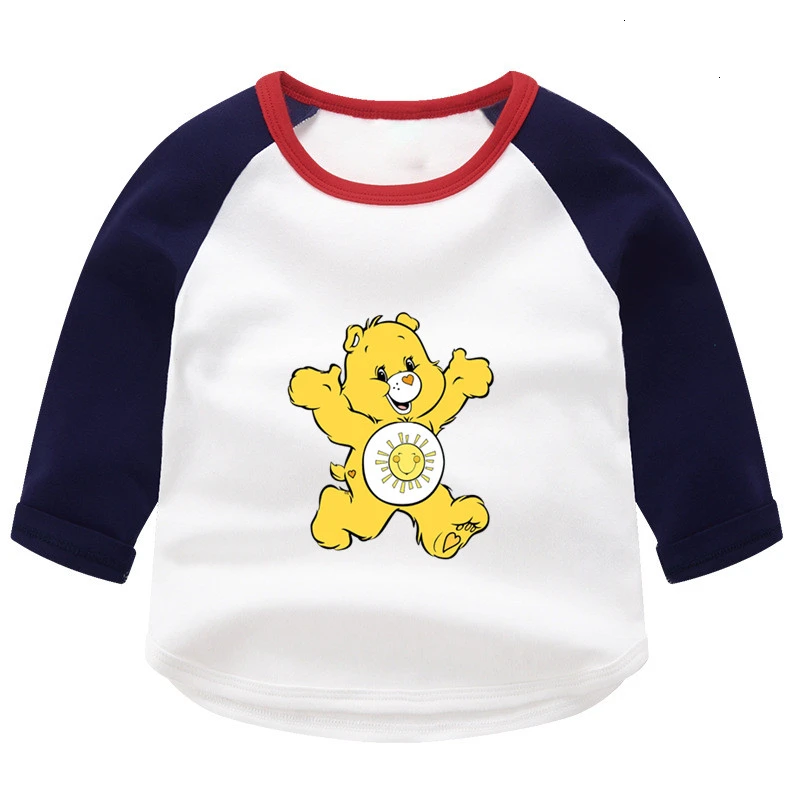 Летнее платье с О-образным вырезом топы для мальчиков и девочек, Care Bears цветные туфли с длинным рукавом для маленьких мальчиков с изображением мультипликационных персонажей для детей футболка для детей - Color: as picture