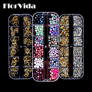 

1 Box Special-shaped Rivet Alloy Drill Symphony Pearl Horse Eye Sequins Nail Polish Glue Stick Drill 3D Nail Art Decorations
