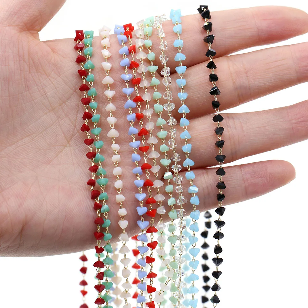 1 метр ручная работа Золотая проволока завернутая Розария цепочка каменные