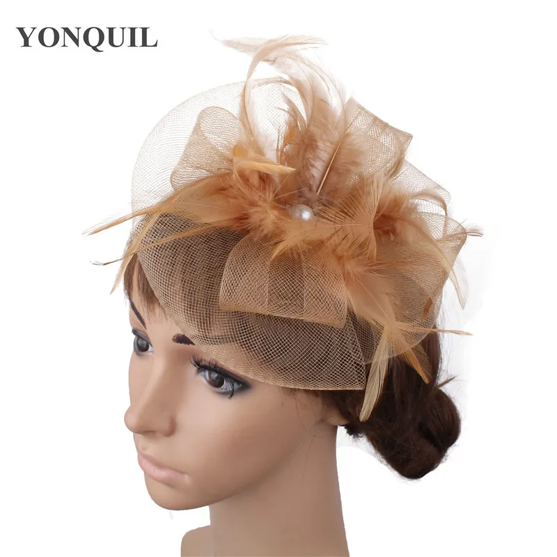 

Свадебная модная Вуалетка для невесты, Коктейльная женская шляпа для торжественных случаев, аксессуары для волос с цветами, Коктейльная шляпа ручной работы