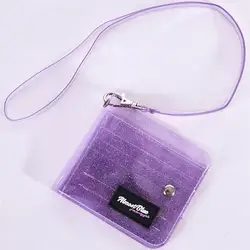 Прозрачный держатель для карт, складной короткий кошелек из ПВХ для женщин, Модный Блестящий чехол для визиток, маленький кошелек