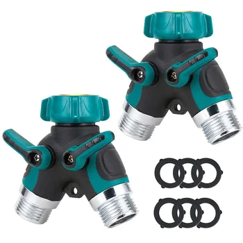 

Faucet Adapter, Distributor, 2-Way y Garden Dual-Tap Connection with 6 Rubber Washers (2 Pack)