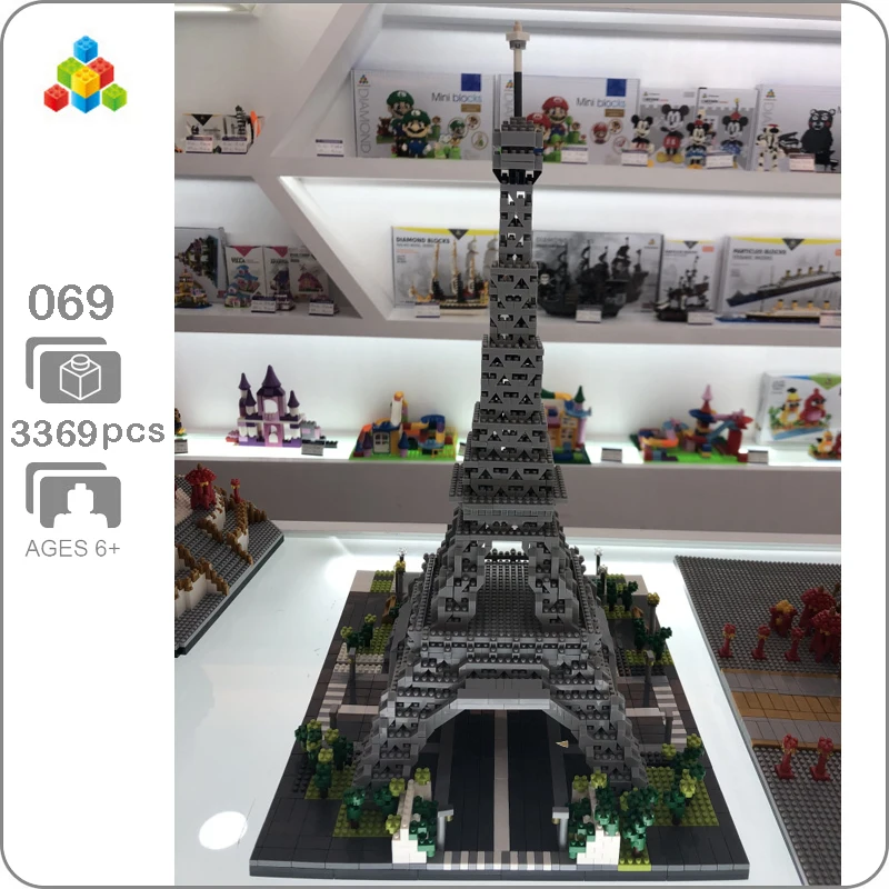 

YZ 069 World Famous Architecture Paris Eiffel Tower 3D Model 3369pcs Mini Building Diamond Small Blocks Toy for Children no Box