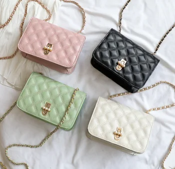 

Mini Bag Women's New Women's Fashion Handbag Embroidered Thread Pearl Lock Square Sling Bag Chain Shoulder Bag
