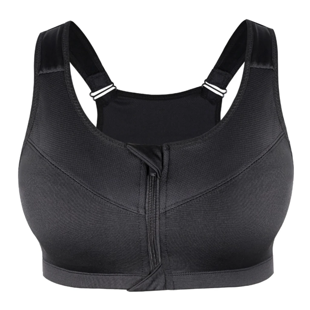 Details about   Womens Front Zip Up Yoga Sports Bra High Impact Seamless Fitness Comfy Vest Tops 