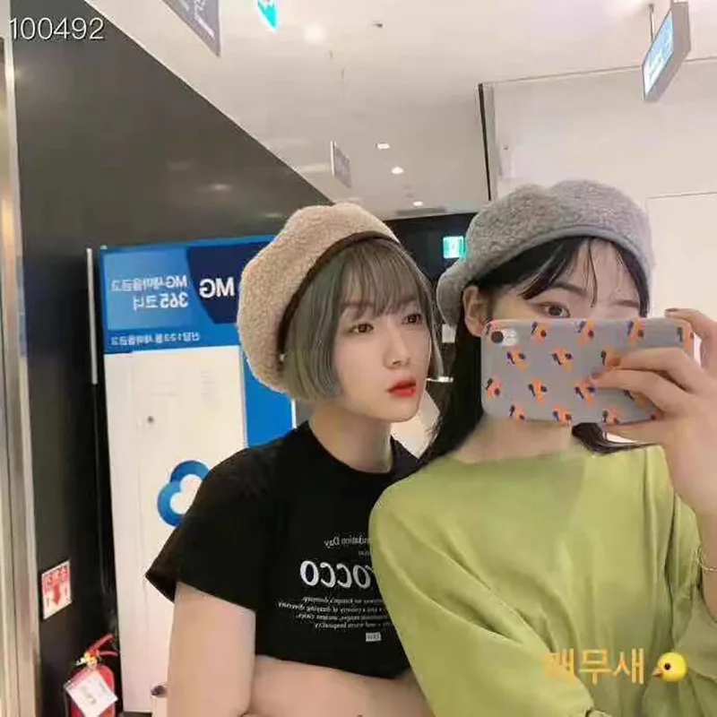 

South Korea Sweet Cute Berber Fleece Beret Girl'S Autumn And Winter Warm Cool Japanese-style Versatile Bud Hat Korean-style