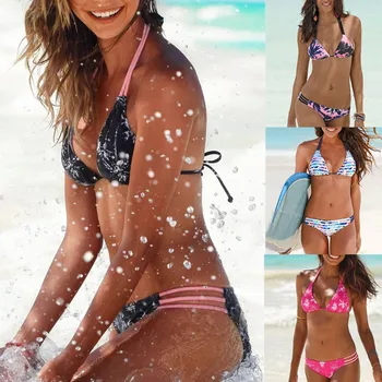 

2020 Sexy Bikini Push Up Swimsuit Women Swimwear Brazilian Bikini Set Halter Bandage Bathing Suit Beach Wear Low Waist Biquini