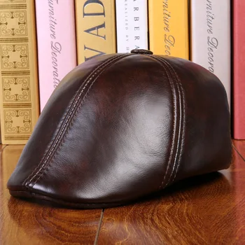 

100% Genuine Leather Leather hat man fall and winter warm earmuffs quilted horseman hat cap hat man