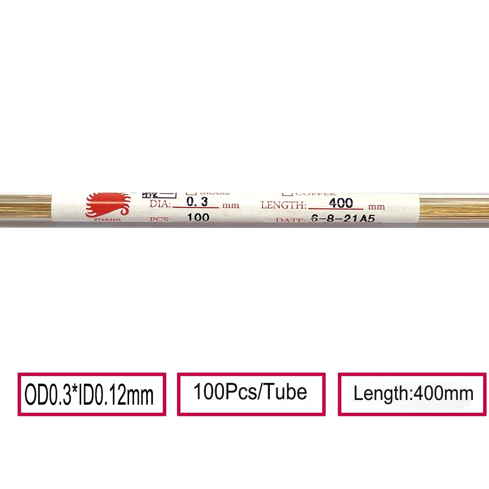Brass Electrode Tube OD0.3*400mm Ziyang Single Hole for EDM Drilling Machine