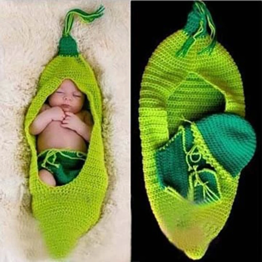 

3pcs Newborn Baby Photography Props Accessories Hats Infant Bean Knitting Crochet Costume Set Photobooth Props Photo Booth Prop