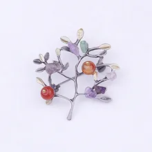 Лидер продаж аксессуары Хенсон простой ветка Винтажная брошь натуральный камень кулон Женская универсальная одежда