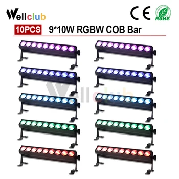 

10pcs Led Bar Light 9pcs 10w RGBW 4in1 Led Wall Washer Light Dmx Control Stage Light For Church Landscape Stage Lighting