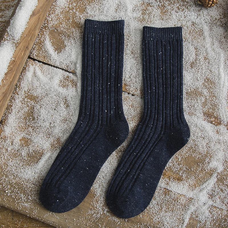 Японские Женские носки Starlight Harajuku однотонные зимние носки женские 100 хлопок 1 пара Kawaii размер 35-39 - Цвет: Navy