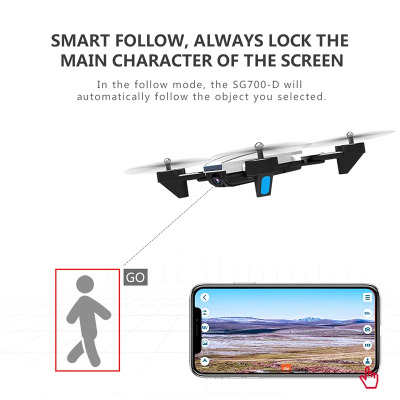 SG700-D Радиоуправляемый Дрон Квадрокоптер двойная камера 4K WiFi Вертолет FPV умный Fllow складной Квадрокоптер оптический поток позиционирование дрона