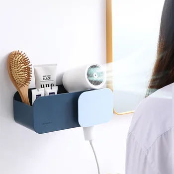 

Bathroom Storage Storage Shelf Blow Dryer Wall-Mounted Holder Adhesive Hole Punched Bathroom Toilet Hanging Electric Blow Dryer