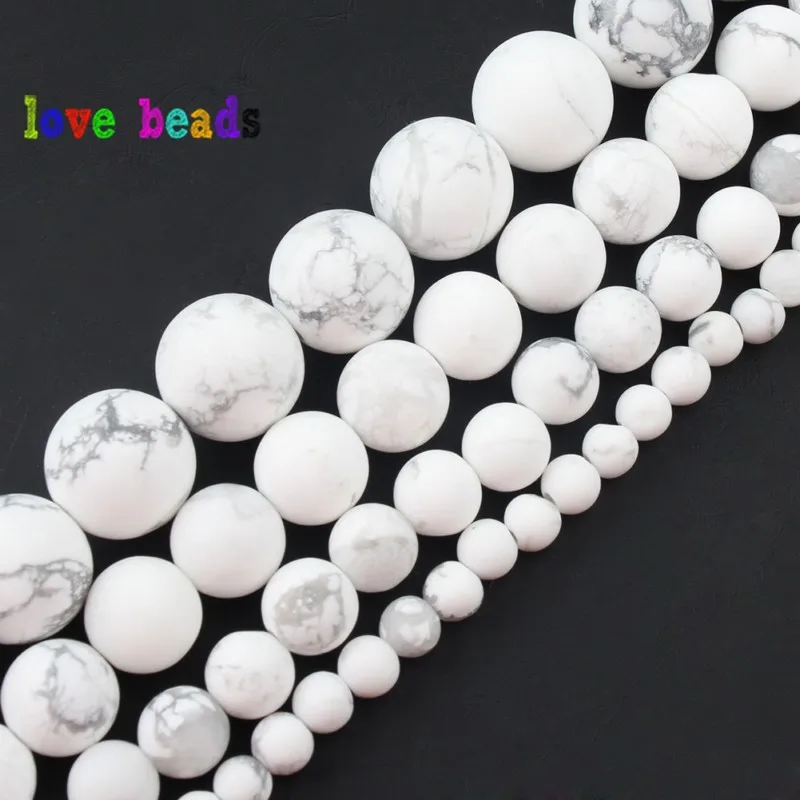 

Natural Matte Stone Beads 4/6/8/10mm Dull Polish Howlite Round Beads For Jewelry Making DIY Bracelet Accessories 15'' strands