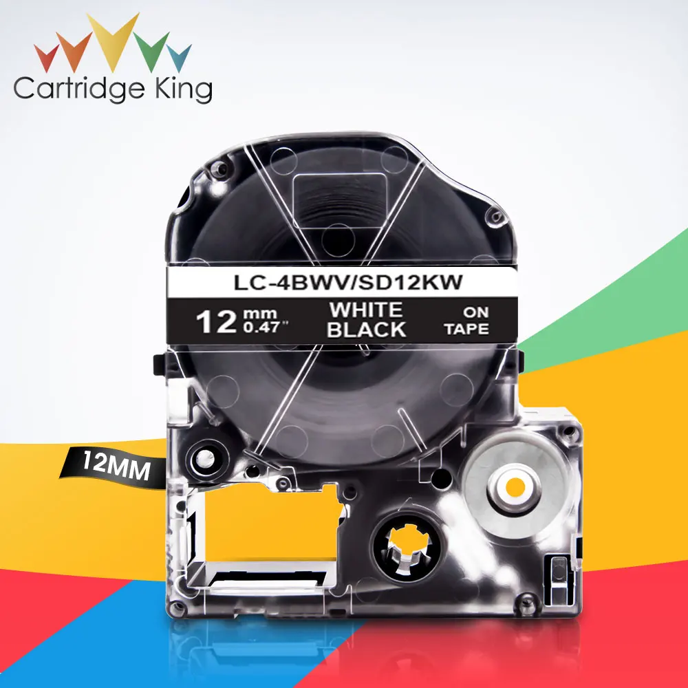 

Label Tape SD12KW LC-4BWV White on Black 12mm Sticker for Epson LabelWorks LW-300 LW-300L LW-C410 King Jim TepraPro Label Maker