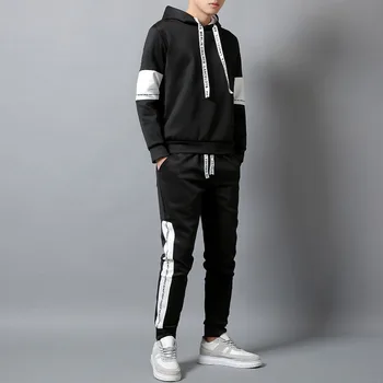 

2020 FashiSets for men, sports suit with hood, sweat suit, 2-piece set, hooded suits and long pants, warm autumn clothes for men