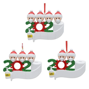 

Quarantine with Face Masks Hand Sanitized Christmas Ornament