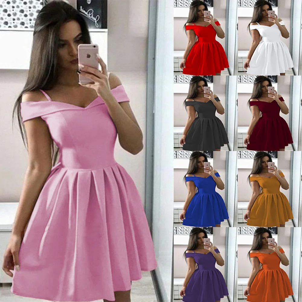 Women Summer Dress Plus Size Solid Color Short Sleeve Female Casual High Waist Oversize Mini Dresses Clothes vestidos S-3XL