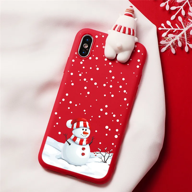 Рождество мультфильм мягкий ТПУ чехол для iPhone 8 7 6 6S Plus 5 5S SE X XR XS 11 Pro MAX задняя крышка Рождество снеговик медведь Лось матовый чехол