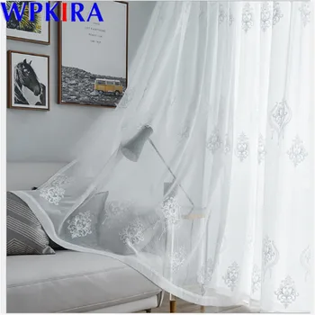 

Embroidery Tulle Curtains For the Living Room Voile Sheer Curtain For Bedroom Kitchen Window Blinds Drape Custom Size X-AD429#30