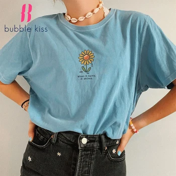 

Little Daisy T shirt grils women Fashion Flower Print Short Sleeve Casual Loose T-shirt Print Sunflower Flower Tee Plus Size Top