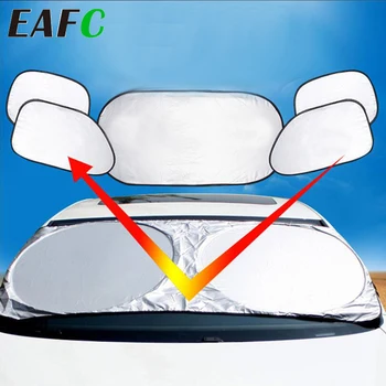 

6Pcs Folding Silver Reflective Car Windshield Window Sun Shade Visor Shield Cover Suction Cup Car Sunshield Sunscreen Curtain
