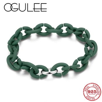 

Hard Rubber Hot Bracelets Hollow Round Bead Bracelet for Women Sea Green Link Chain Bracelet Bangle Gift