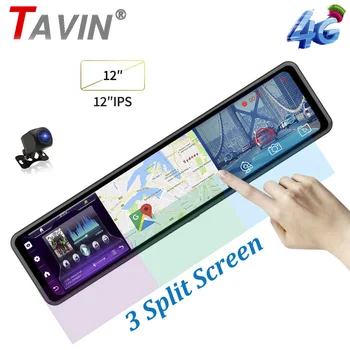 

2020 New 12'' 4G Car DVR Camera Android 8.1 Rear View Mirror 1080P 3 Screens WiFi GPS ADAS Dash Camera Registrar Video Recorder