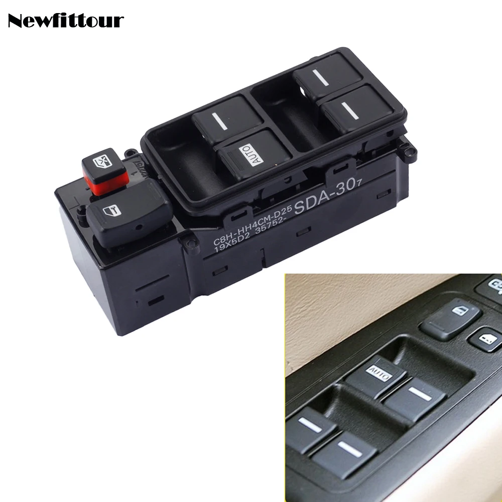 Left Driver Side Power Window Control Switch Window Lifter Switch Button for Honda Accord 2003 2004 2005 2006 2007 35750-SDA-H12