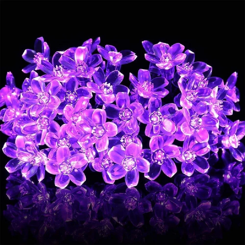 solar garden lights Outdoor Solar Garland Street Garlands Fairy Lights LED String Cherry Blossom Decorative Lights For Garden Wedding Decoration 12M solar flood lights outdoor