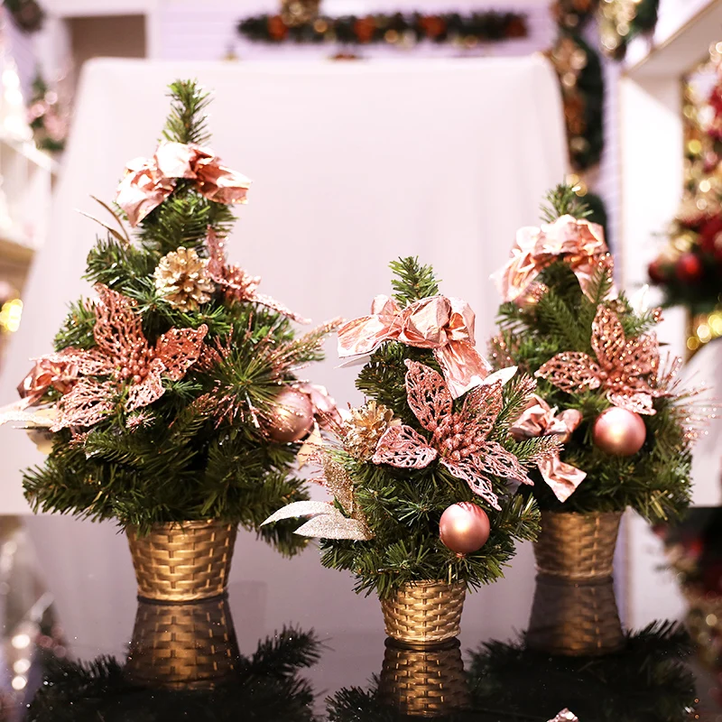 

Mini Rose Gold Christmas Tree Creative Decoration Mall Window Bar Cafe Scene Props