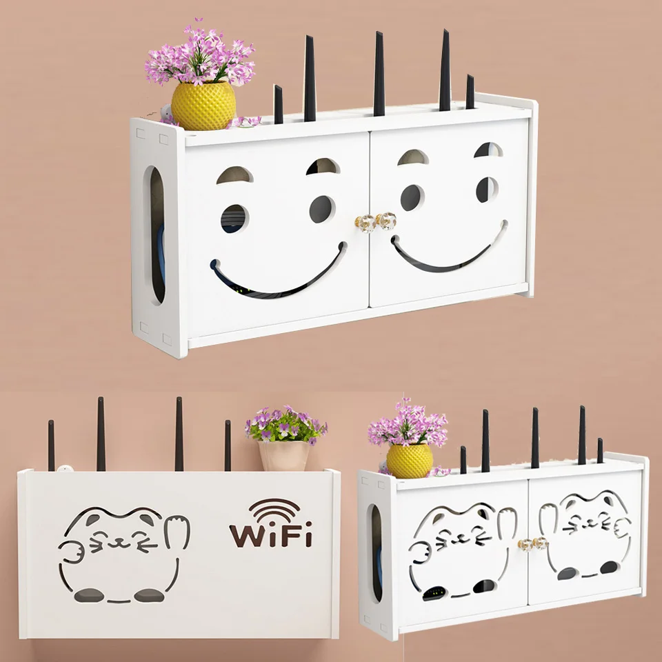 Беспроводной Wi Fi маршрутизатор ящик для хранения ПВХ панель полка настенная