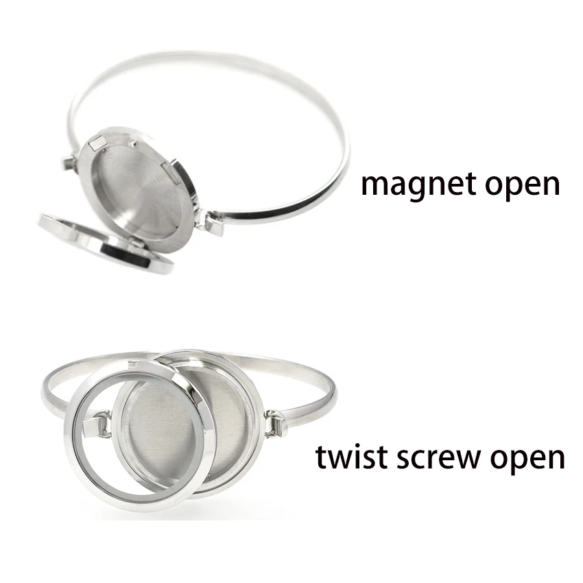 Bracelet Jewelry 316L Stainless Steel Living Memory Locket Bangel Bracelets For Women 30mm Floating Charms Lockets DIY Jewelry Making Gift