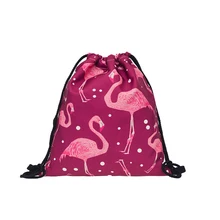 Веревка Сумка унисекс женский рюкзак 3D печать Фламинго комплект карманные покупки получить Сумки на шнурке Европа Америка Мода