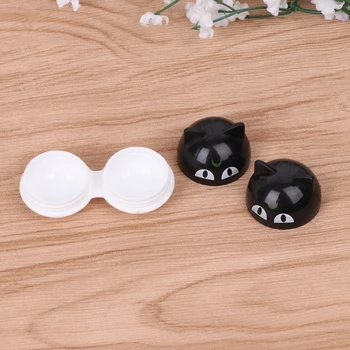 

Lens Box Cartoon Cute Cat Portable Contact Storage Case Mirror Container Holder