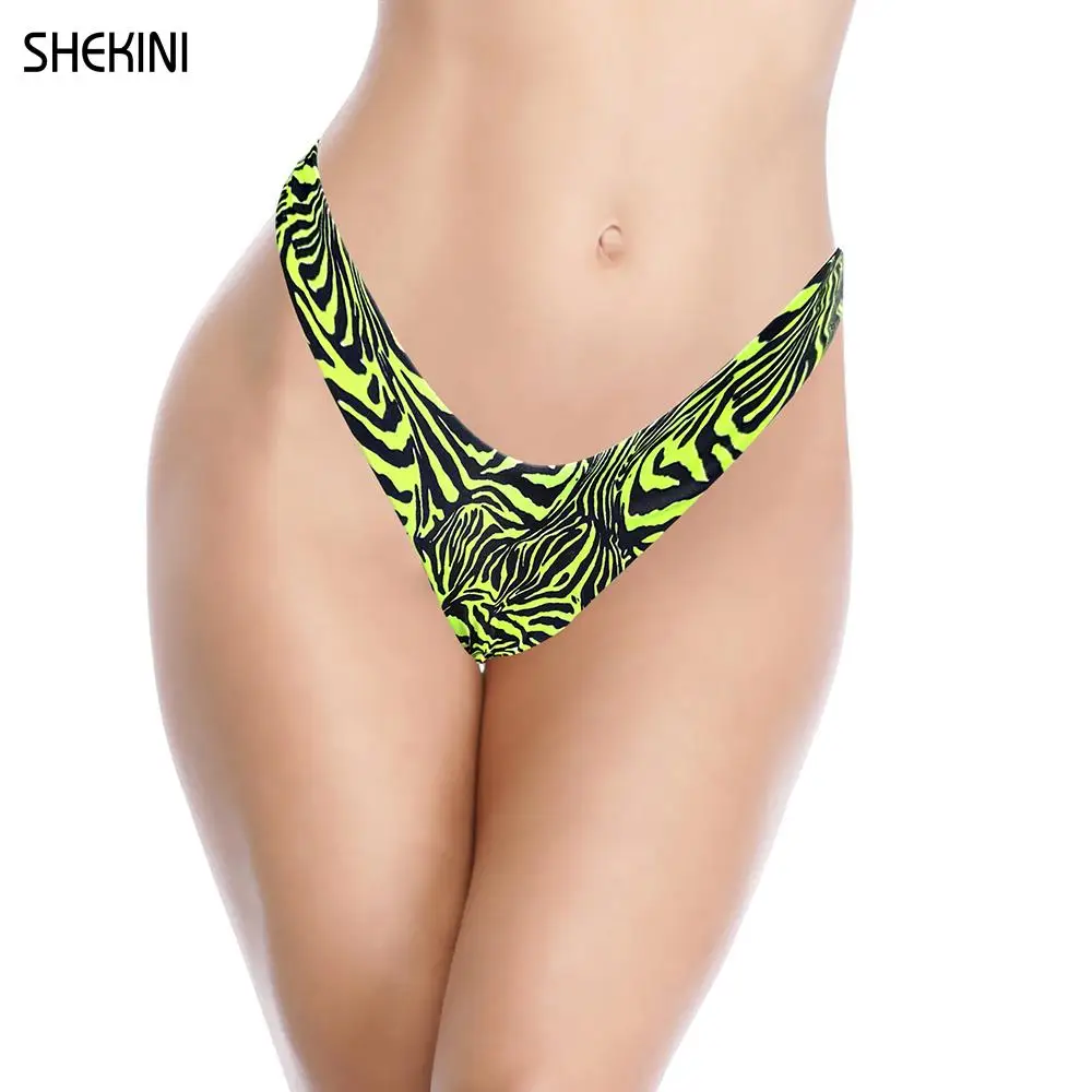 

SHEKINI Women's Sexy Thong Bikini Bottom Low Waisted U Cut Swim Bottom Beach Swimsuit Briefs Cheeky Brazilian Swim Panties