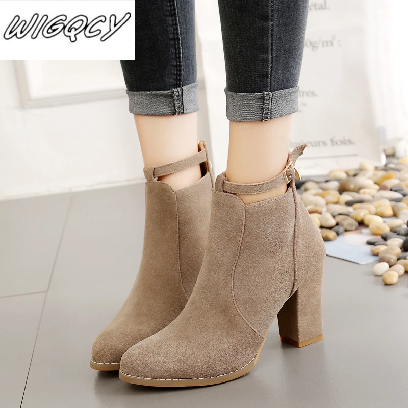 Cena Damskie buty nowy jesień zima moda kobieta buty wysokie obcasy kobiety skórzane botki Sexy Pointed Toe Boot