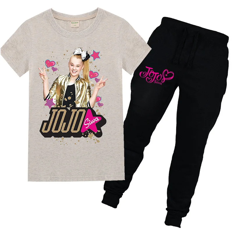 Хлопковый свитер с длинными рукавами и капюшоном JOJO SIWA, туника, брюки, Модный Спортивный Повседневный костюм на весну и осень, От 4 до 15 лет - Цвет: PT1246apricot